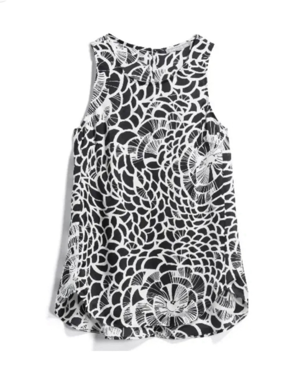 Daniel Rainn Black & White Floral Pattern Sleeveless Tank